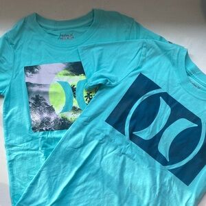 Hurley Kids Teal and Navy Graphic Tees set of 2 size small 8-10 yrs